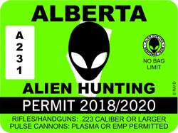 Alberta Alien Hunting Permit Sticker Self Adhesive Vinyl Canada ufo ab - C1154