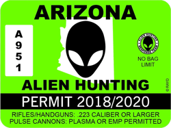 Arizona Alien Hunting Permit Sticker Self Adhesive Vinyl UFO AZ - C1006
