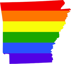 Arkansas State Shaped Gay Pride Rainbow Flag Sticker Self Adhesive Vinyl LGBT AR - C3121