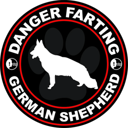 Danger Farting German Shepherd Sticker Self Adhesive Vinyl dog canine pet - C673