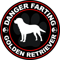 Danger Farting Golden Retriever Sticker Self Adhesive Vinyl dog canine pet - C676