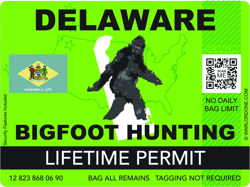 Delaware Bigfoot Hunting Permit Sticker Self Adhesive Vinyl Sasquatch Lifetime - C3278