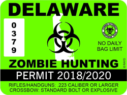 Delaware Zombie Hunting Permit Sticker Self Adhesive Vinyl outbreak response team - C215