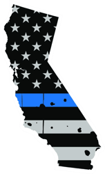 Distressed Thin Blue Line California State Shaped Subdued US Flag Sticker Self Adhesive Vinyl police - C3777
