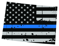 Distressed Thin Blue Line Colorado State Shaped Subdued US Flag Sticker Self Adhesive Vinyl police - C3781