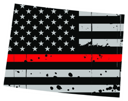 Distressed Thin Red Line Colorado State Shaped Subdued US Flag Sticker Self Adhesive Vinyl fire CO - C3783