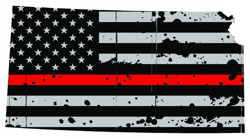 Distressed Thin Red Line Kansas State Shaped Subdued US Flag Sticker Self Adhesive Vinyl fire KS - C3819