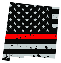 Distressed Thin Red Line New Mexico State Shaped Subdued US Flag Sticker Self Adhesive Vinyl fire NM - C3879