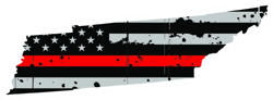 Distressed Thin Red Line Tennessee State Shaped Subdued US Flag Sticker Self Adhesive Vinyl fire TN - C3923