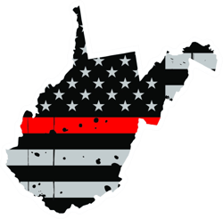Distressed Thin Red Line West Virginia State Shaped Subdued US Flag Sticker Self Adhesive Vinyl fire - C3947