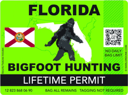 Florida Bigfoot Hunting Permit Sticker Self Adhesive Vinyl Sasquatch Lifetime - C3279