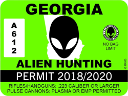Georgia Alien Hunting Permit Sticker Self Adhesive Vinyl UFO GA - C1013