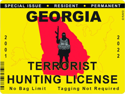 Georgia Terrorist Hunting Permit Sticker Self Adhesive Vinyl License GA - C2830