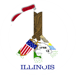 Illinois Flag Peace Symbol Sticker Self Adhesive Vinyl IL sign no war - C3552