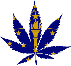Indiana Flag Weed Marijuana Leaf Sticker Self Adhesive Vinyl 420 hemp - C3334