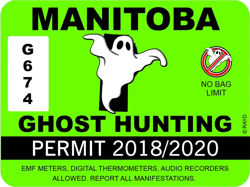 Manitoba Ghost Hunting Permit Sticker Self Adhesive Vinyl Canada ghosts paranormal mb - C1164
