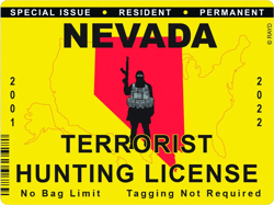 Nevada Terrorist Hunting Permit Sticker Self Adhesive Vinyl License NV - C2848