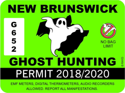 New Brunswick Ghost Hunting Permit Sticker Self Adhesive Vinyl Canada ghosts hunter nb - C1169