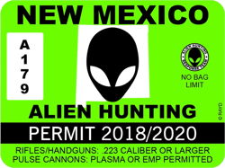 New Mexico Alien Hunting Permit Sticker Self Adhesive Vinyl UFO NM - C1034