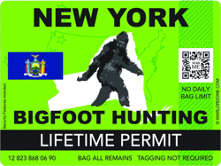 New York Bigfoot Hunting Permit Sticker Self Adhesive Vinyl Sasquatch Lifetime - C3302