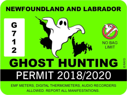 Newfoundland and Labrador Ghost Hunting Permit Sticker Self Adhesive Vinyl Canada nl - C1174