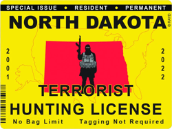 North Dakota Terrorist Hunting Permit Sticker Self Adhesive Vinyl License ND - C2854
