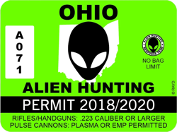 Ohio Alien Hunting Permit Sticker Self Adhesive Vinyl UFO OH - C1038