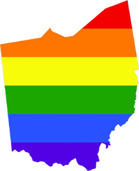 Ohio State Shaped Gay Pride Rainbow Flag Sticker Self Adhesive Vinyl LGBT OH - C3152