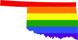 Oklahoma State Shaped Gay Pride Rainbow Flag Sticker Self Adhesive Vinyl LGBT OK - C3153