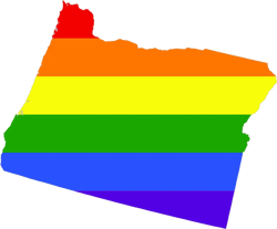 Oregon State Shaped Gay Pride Rainbow Flag Sticker Self Adhesive Vinyl LGBT OR - C3154