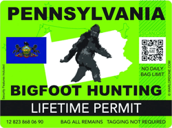 Pennsylvania Bigfoot Hunting Permit Sticker Self Adhesive Vinyl Sasquatch Lifetime - C3308