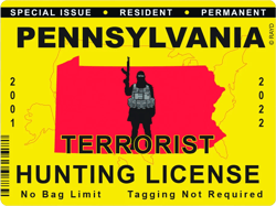 Pennsylvania Terrorist Hunting Permit Sticker Self Adhesive Vinyl License PA - C2858
