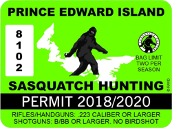Prince Edward Island Sasquatch Hunting Permit Sticker Self Adhesive Vinyl Bigfoot Canada pe - C1197