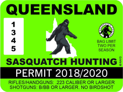 Queensland Sasquatch Hunting Permit Sticker Self Adhesive Vinyl Bigfoot Australia Aussie - C1591