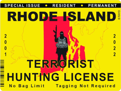 Rhode Island Terrorist Hunting Permit Sticker Self Adhesive Vinyl License RI - C2859
