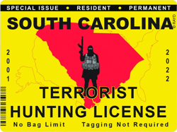 South Carolina Terrorist Hunting Permit Sticker Self Adhesive Vinyl License SC - C2860