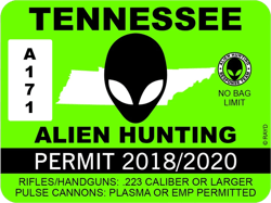Tennessee Alien Hunting Permit Sticker Self Adhesive Vinyl UFO TN - C1045