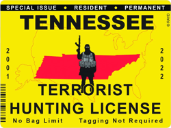 Tennessee Terrorist Hunting Permit Sticker Self Adhesive Vinyl License TN - C2862