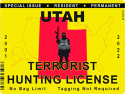Utah Terrorist Hunting Permit Sticker Self Adhesive Vinyl License UT - C2864