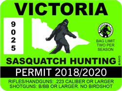 Victoria Sasquatch Hunting Permit Sticker Self Adhesive Vinyl Bigfoot Australia Aussie - C1597