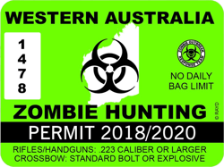 Western Australia Zombie Hunting Permit Sticker Self Adhesive Vinyl Australian Aussie AU - C1586