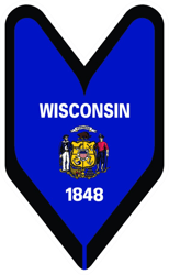 Wisconsin Driver Badge Sticker Self Adhesive Vinyl wakaba leaf soshinoya wisconsinite - C2580