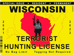 Wisconsin Terrorist Hunting Permit Sticker Self Adhesive Vinyl License WI - C2869