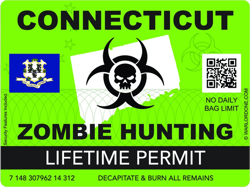 Zombie Connecticut State Hunting Permit Sticker Self Adhesive Vinyl CT - C2930