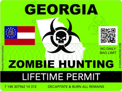 Zombie Georgia State Hunting Permit Sticker Self Adhesive Vinyl GA - C2936