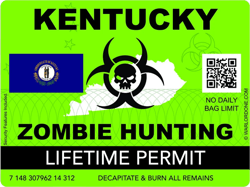 Zombie Kentucky State Hunting Permit Sticker Self Adhesive Vinyl KY - C2950
