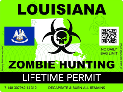 Zombie Louisiana State Hunting Permit Sticker Self Adhesive Vinyl LA - C2952