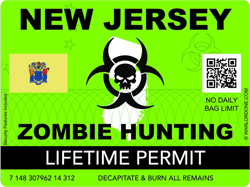 Zombie New Jersey State Hunting Permit Sticker Self Adhesive Vinyl NJ - C2976