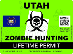 Zombie Utah State Hunting Permit Sticker Self Adhesive Vinyl UT - C3004