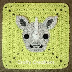 Rhinoceros Granny Square Crochet Pattern